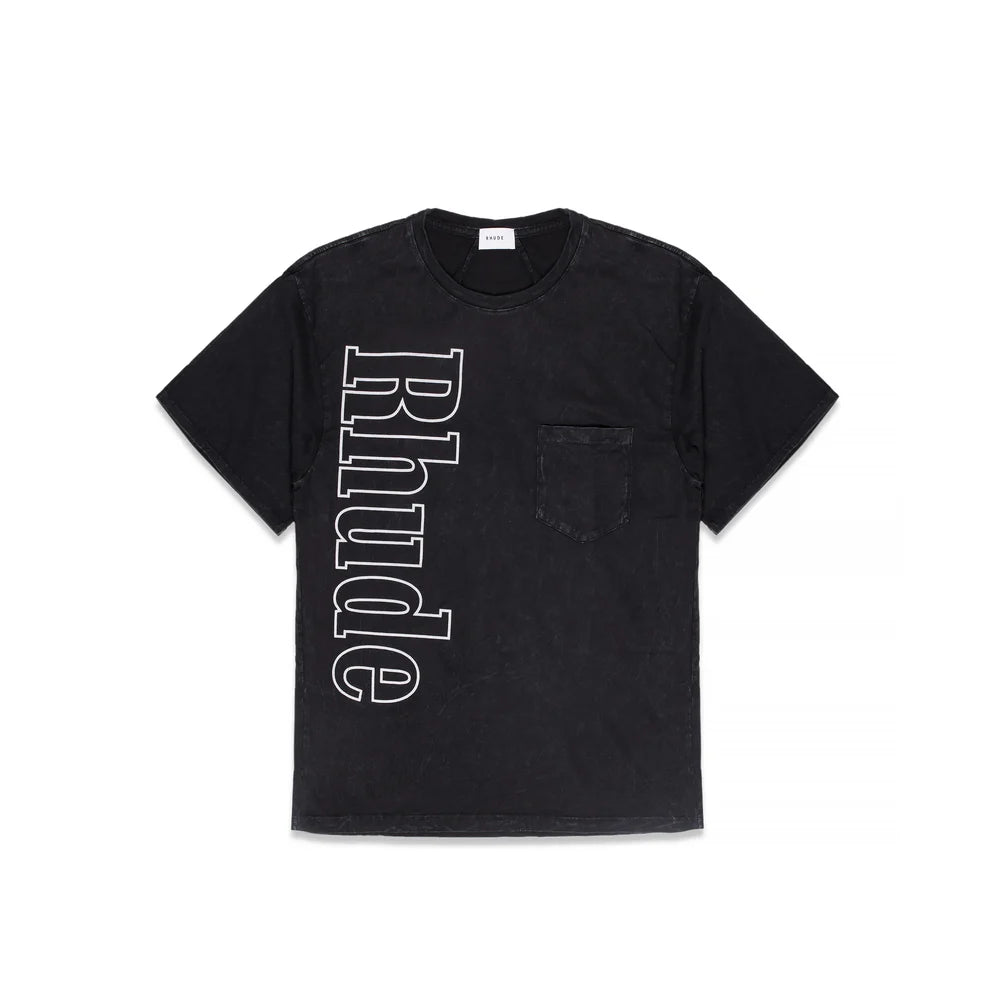 RHUDE LOGO POCKET TEE IN BLACK