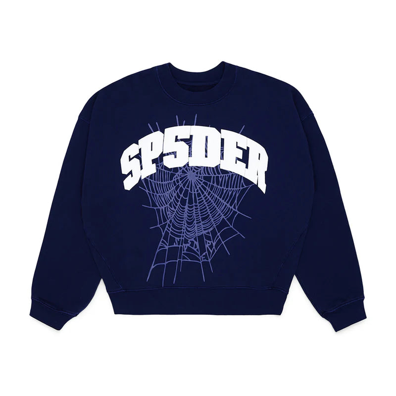 Sp5der Varsity Web Crewneck Navy