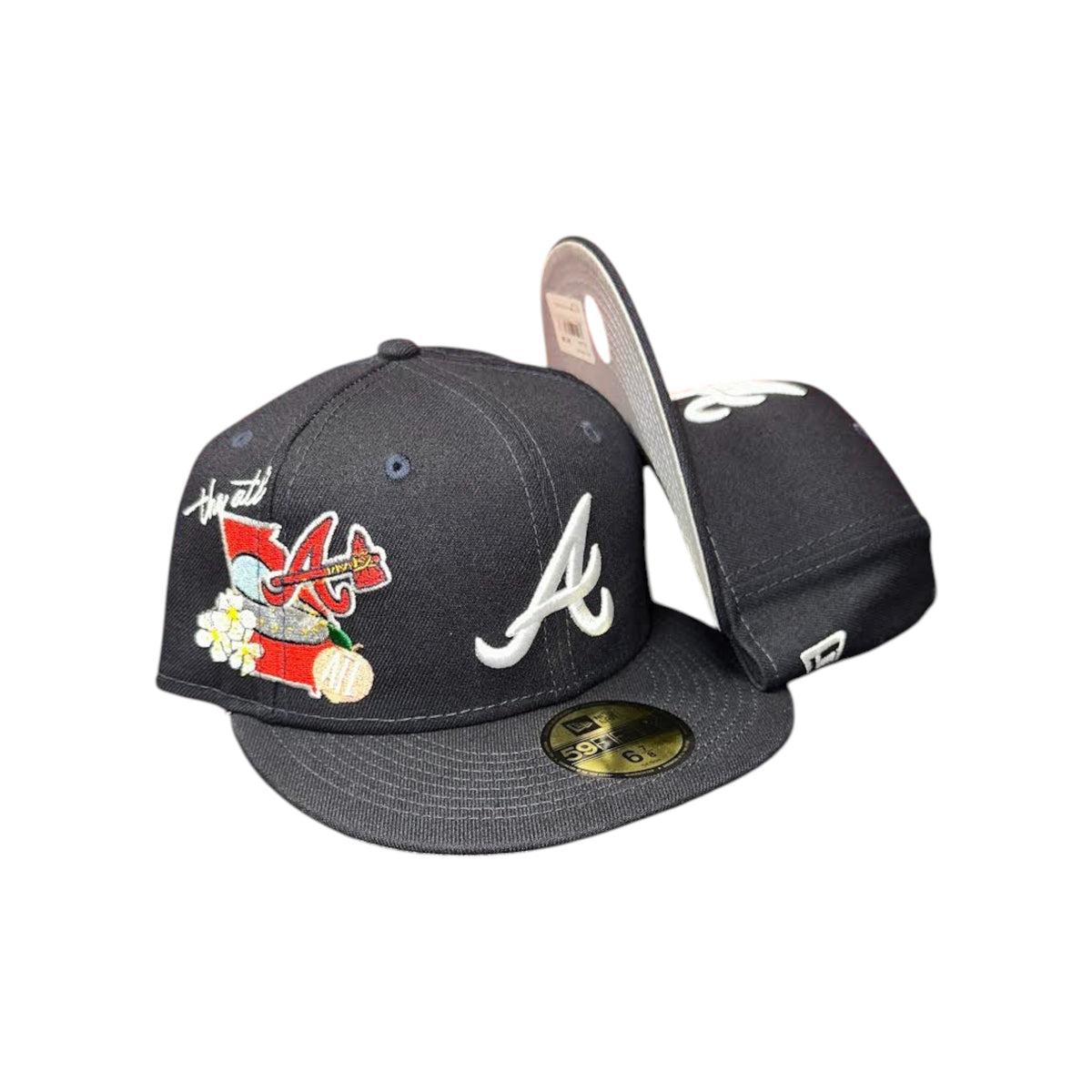 New Era Men MLB Atlanta Braves City Cluster 59FIFTY Fitted Hat Navy 'Grey Undervisor'